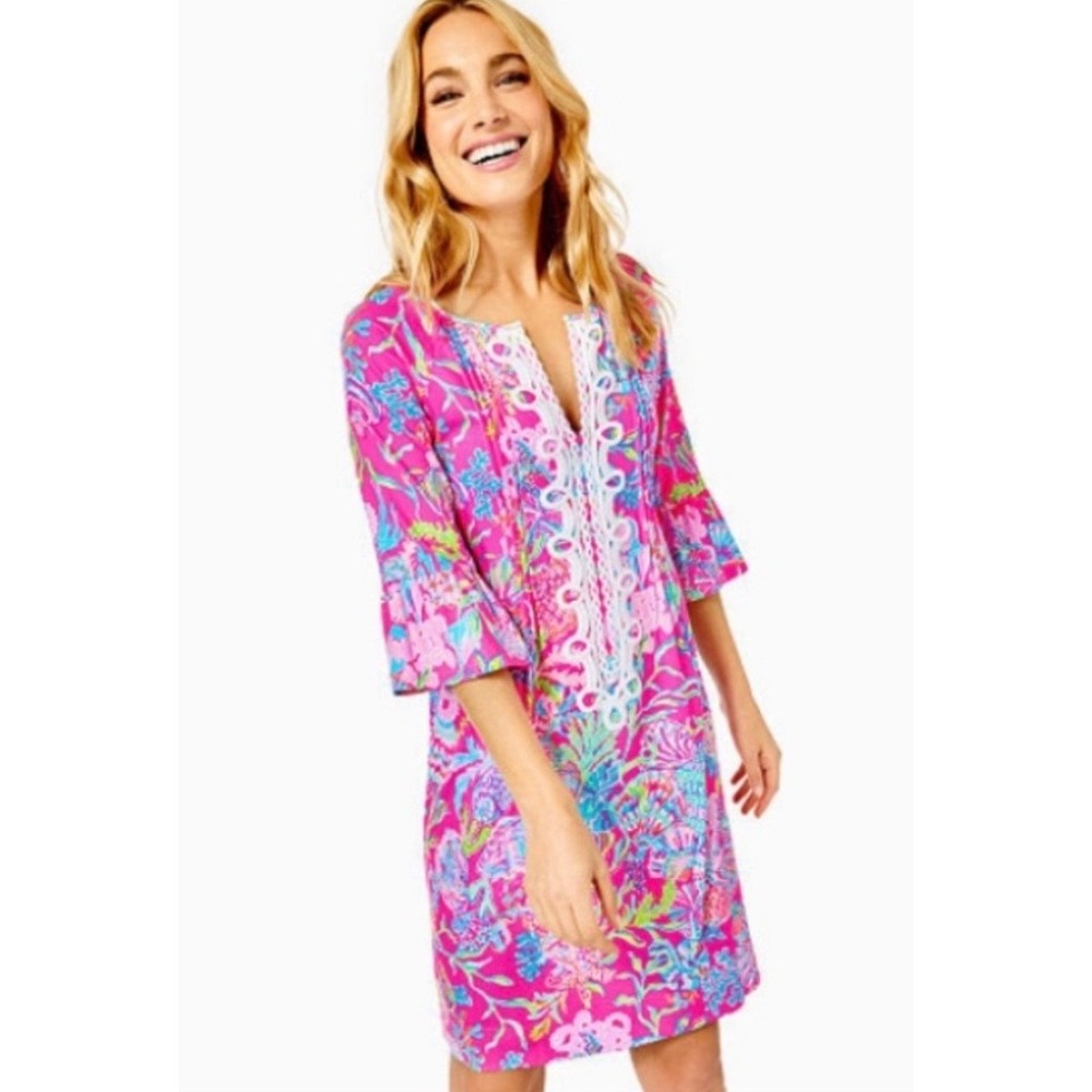 Lilly Pulitzer Krysta Tunic Dress Pink Seashell  XL